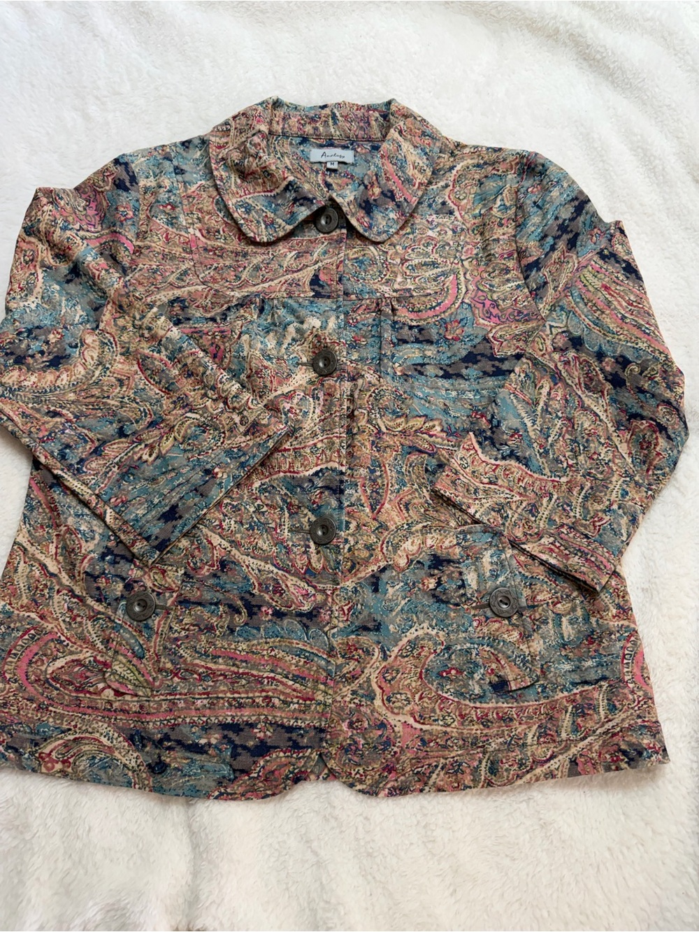 Analogy Watercolor Tapestry BOHO Print Button Down Jacket Women's Size Medium